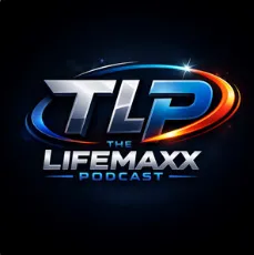 The Lifemaxx Podcast 標誌，深色背景上發光的 TLP 字母